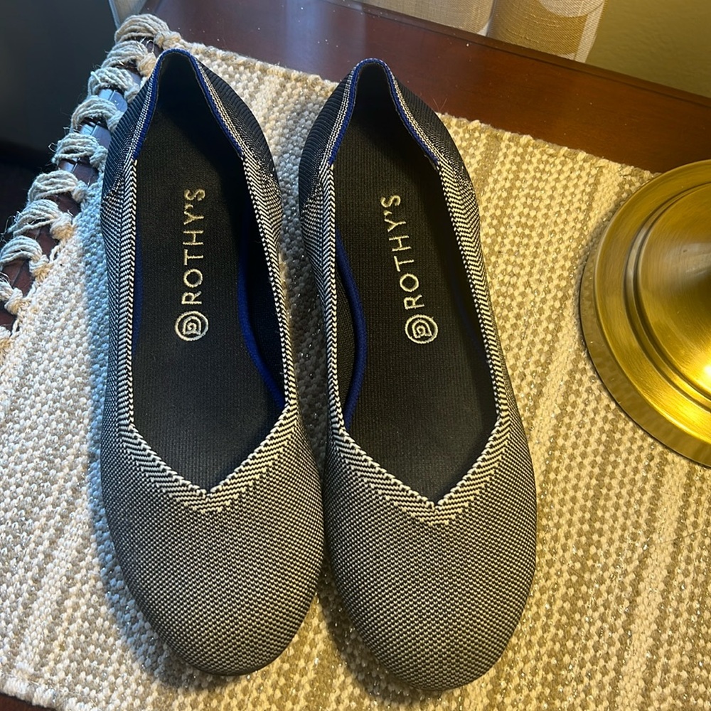Rothy's Black & White Knit Flats